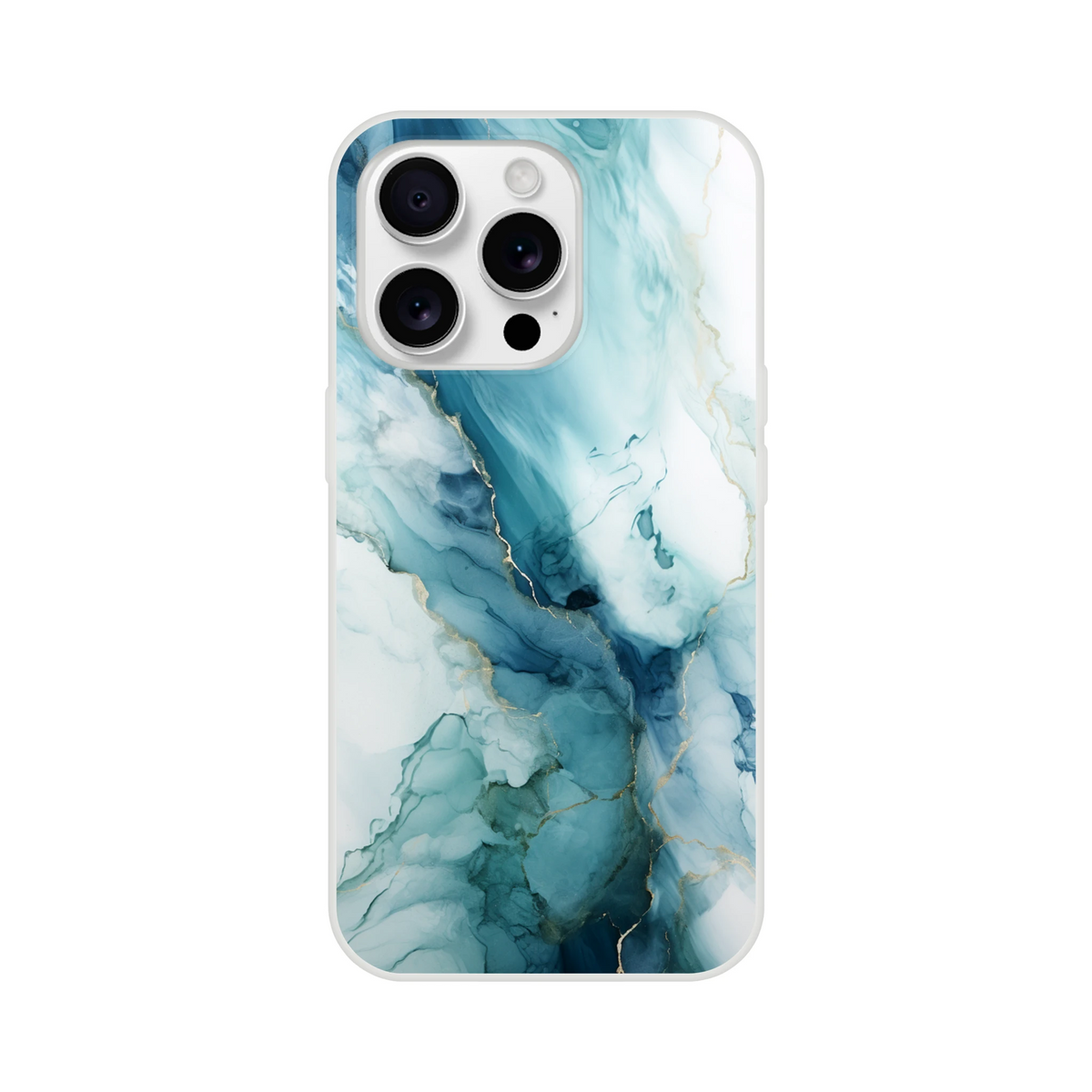 Blue Marble iPhone Case with Ocean Agate abstract design for iPhone 13-16, slim matte protective shell