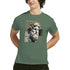 Olive green Gothic Gods men's graphic tee with crowned bust artwork on front, cotton blend.