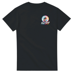 Black T-shirt featuring colorful Urban Palm Trees circle logo and Full Send text graphic on the chest.