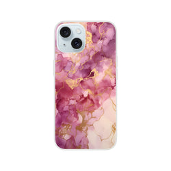 Slim matte pink marble iPhone case with blush rose gold abstract pattern for iPhone 13-16