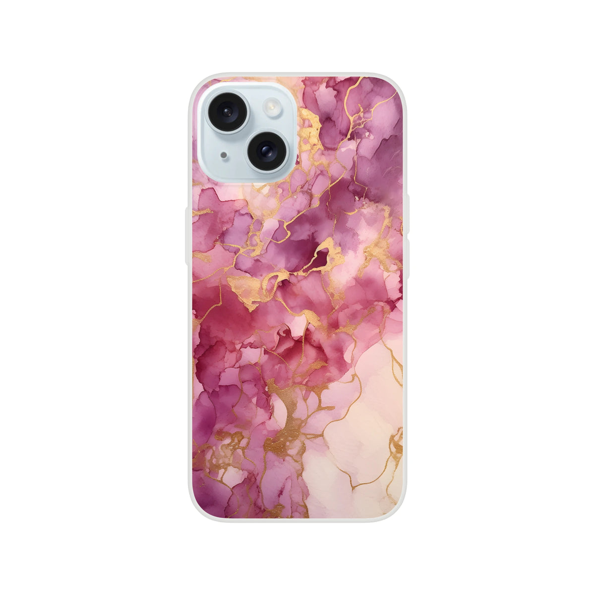 Slim matte pink marble iPhone case with blush rose gold abstract pattern for iPhone 13-16