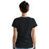 Back view of a woman in a black Cherries graphic T-shirt, soft cotton blend, casual everyday wear.