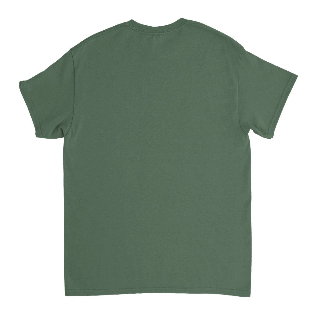 Back view of a grey-green men's short-sleeve crew-neck T-shirt.