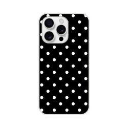 Vintage black and white polka dot iPhone case. Slim matte TPU phone cover with impact absorption for iPhone 13-16 series.