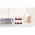 Cherry Mug Gift For Her - white ceramic mug with repeating red cherry print on a desk