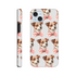 Cute dog pattern iPhone case with pink bow ties, glossy wraparound print for tough protection.