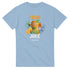 Fresh Juice Women's graphic tee in blue with an orange juice can, fruit graphics, and splash design.
