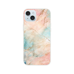 Pastel marble iPhone case in peach and aqua abstract design for iPhone 13-16.