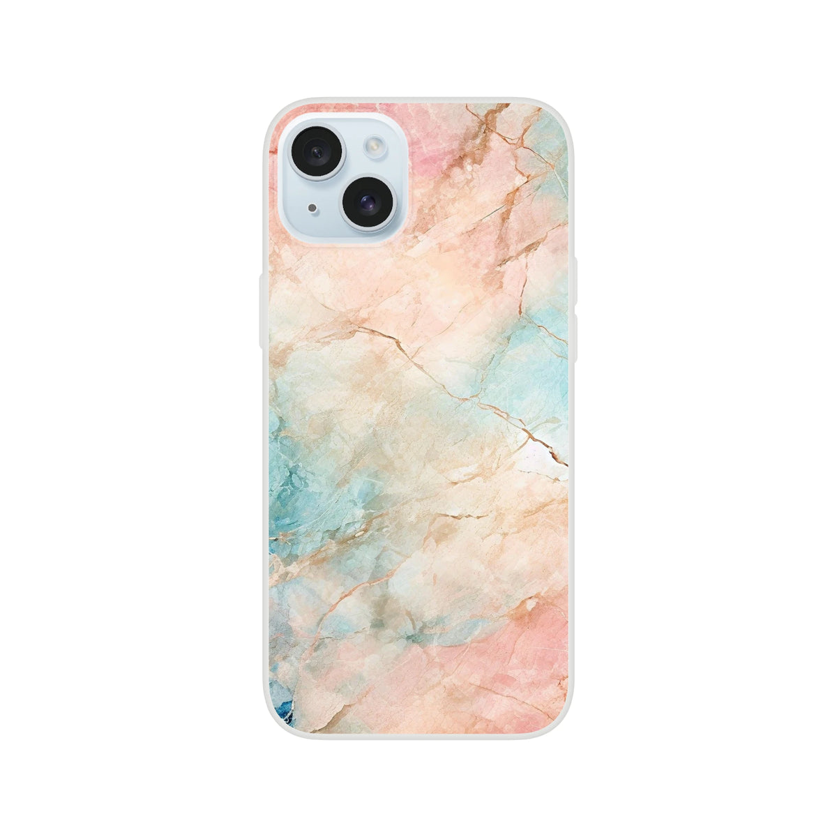 Pastel marble iPhone case in peach and aqua abstract design for iPhone 13-16.