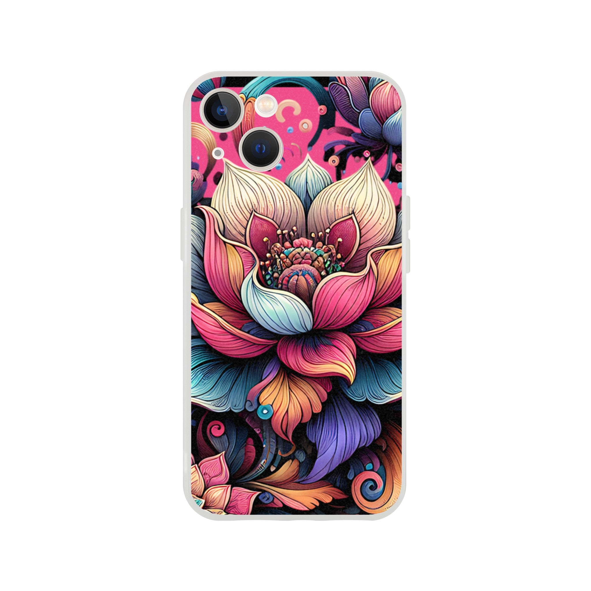 Boho mandala flower design on a slim protective iPhone case for iPhone 16 15 14 13