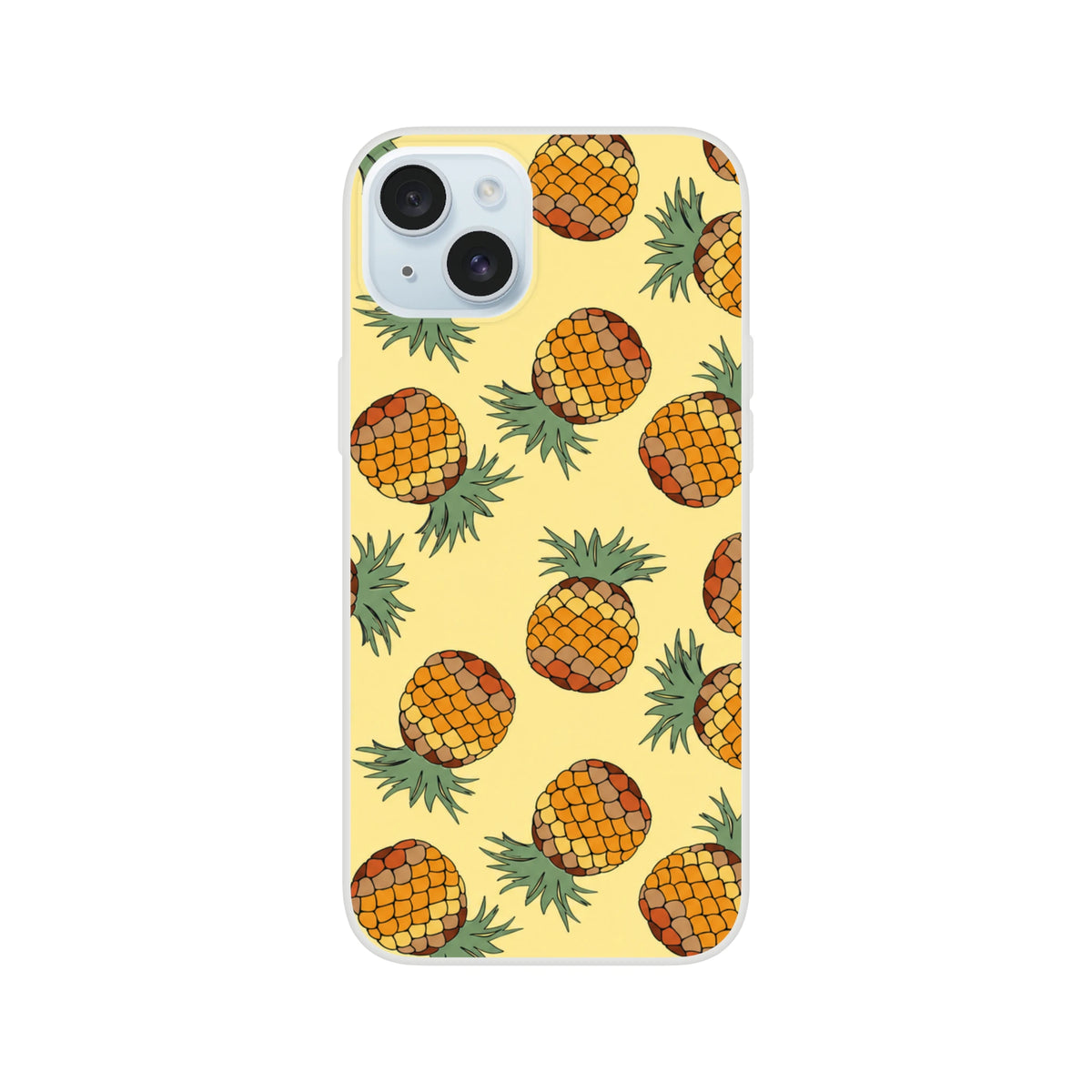 Cute pineapple-pattern iPhone case (13-16) with tropical fruit design and smooth matte finish