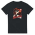 Retro Pop Art graphic tee: black tee featuring a woman with red bob, sunglasses, licking a lollipop, heart bubble.