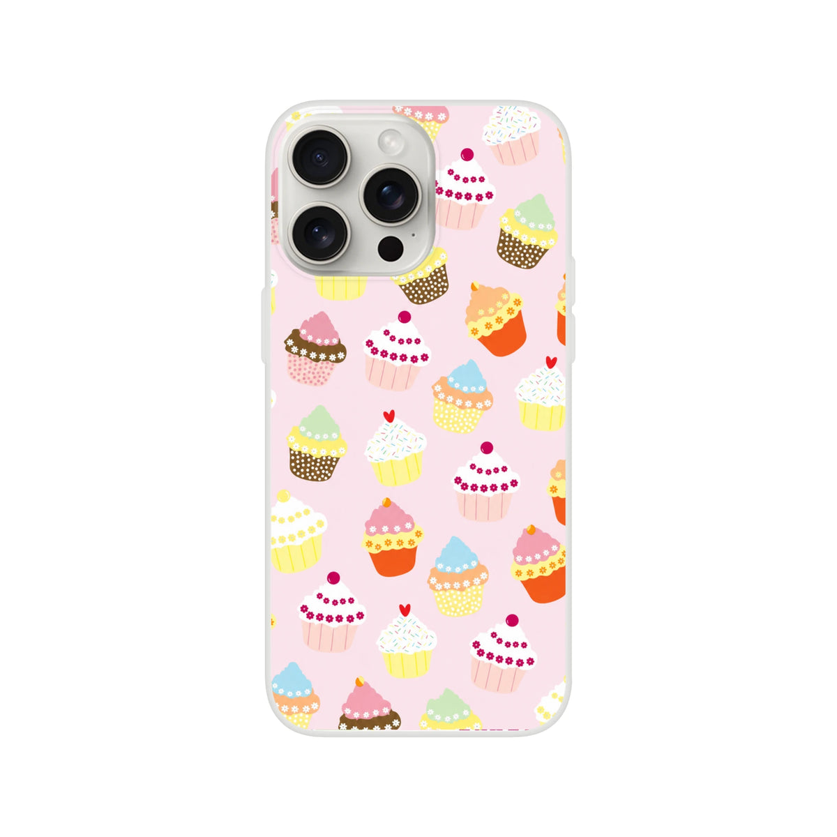 Cute Cupcake iPhone Case for iPhone 13-16 with pastel kawaii cupcake pattern.