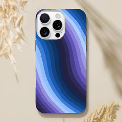 Blue retro wave Y2K wavy stripe tough iPhone case with gradient stripes and reinforced guard rails for impact protection.