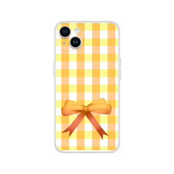 Yellow gingham bow iPhone case for iPhone 13–15, with a cute coquette aesthetic.