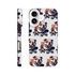 Two-layer rugged case with bulldog skateboard print wraparound design for iPhone 16–13.
