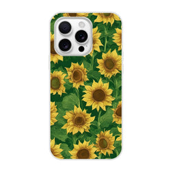 Sunflower-patterned iPhone case for 13–16 with yellow blooms on green leaves