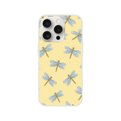 Yellow Dragonfly iPhone Case 13-16 with bold dragonfly pattern on pale yellow background
