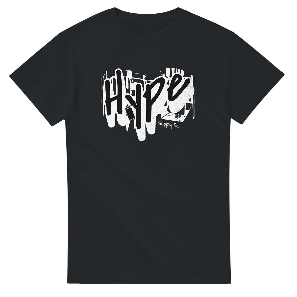 Black men's graphic T-shirt in a soft cotton blend with white graffiti Hype logo on the front.