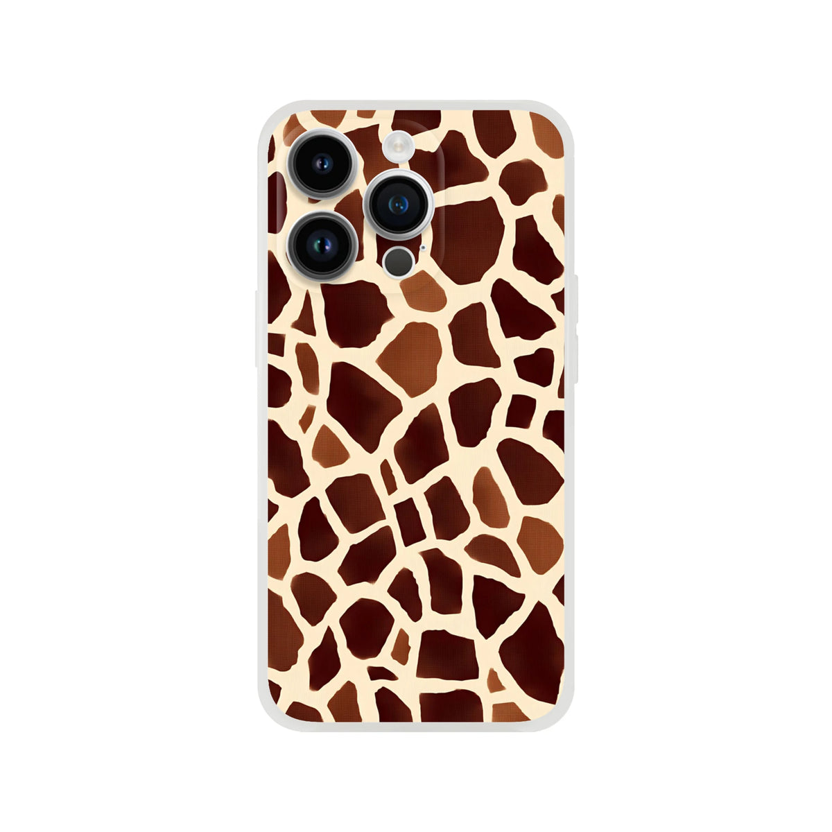 Brown giraffe-print iPhone case for 13–16 with safari animal design