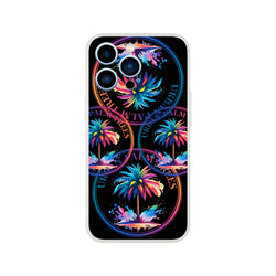 Urban Palm Trees iPhone Case (13-16) Retro Aesthetic with palm-inspired design, matte finish, slim TPU protection.