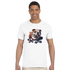 White men's T-shirt with a skateboarding bulldog graphic on the front.