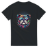 Black men's graphic tee with a neon bulldog wearing sunglasses and a spiked collar.