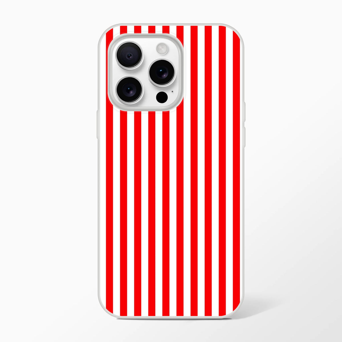 Red striped minimalist retro iPhone case for iPhone 13–16 with a slim matte finish