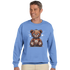 Stressed Teddy Bear Men's Graphic Sweatshirt in blue; heavy-weight cotton-poly blend pullover.