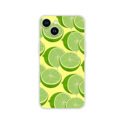 Cute Lime Slice iPhone Case for iPhone 13–16 with a yellow background lime pattern.