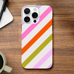 Retro colourful diagonal stripe tough iPhone case with shock-absorbing TPU protection for drops and scratches.