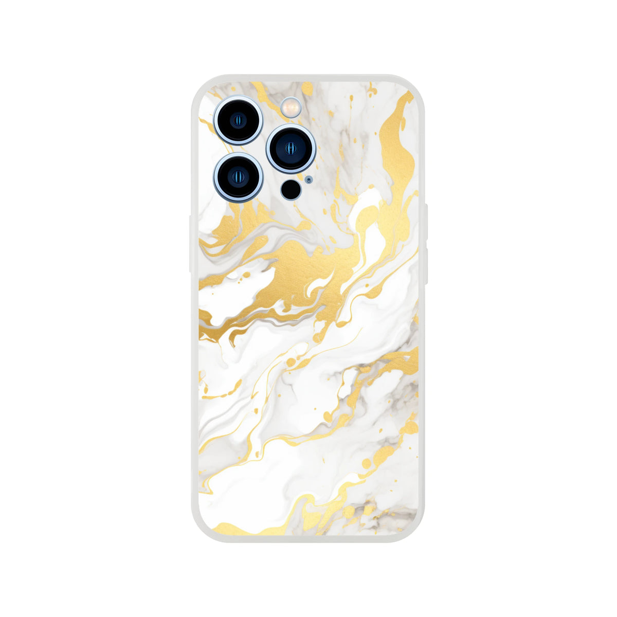 Gold and cream marble iPhone case for 13-16 with luxury abstract aesthetic and matte finish.