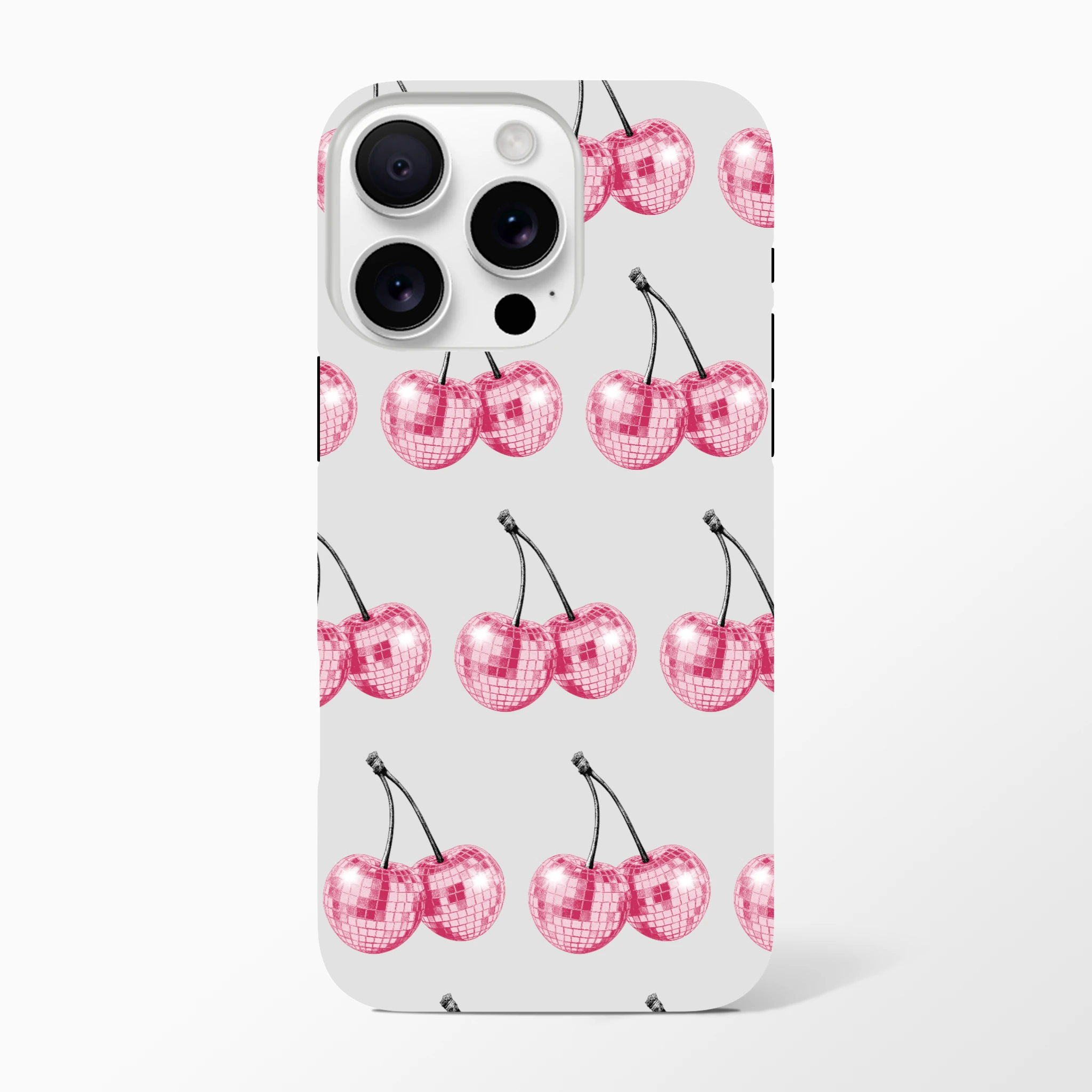 Glitter ball cherries pattern tough protective iPhone case with wraparound print for iPhone 16 15 14 13