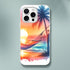 Tropical Beach iPhone Case with sunset, hammock, and palm trees for iPhone 16/15/14/13.