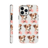Cute dog face pattern with pink bow wraparound phone case for iPhone 16 15 14 13; tough dual-layer protective cover