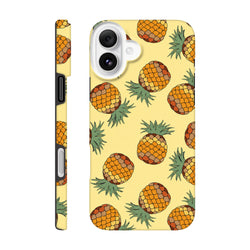 Yellow pineapple pattern iPhone tough case featuring a tropical wraparound print for impact protection and street-style city wear.