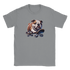 Gray men's T-shirt featuring a skateboarding bulldog graphic on the front, made from soft cotton-blend fabric.