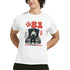 White cotton-blend T-shirt with bold red 81 graphic, JDM-inspired car art, hood-up car, Japan Domestic Market text.