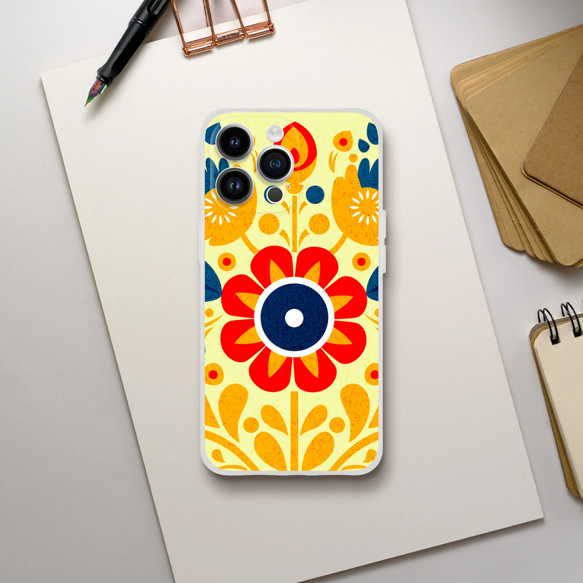Vintage Floral iPhone Case (13-16) with retro botanical print, slim matte finish, lightweight shock-absorbing TPU.