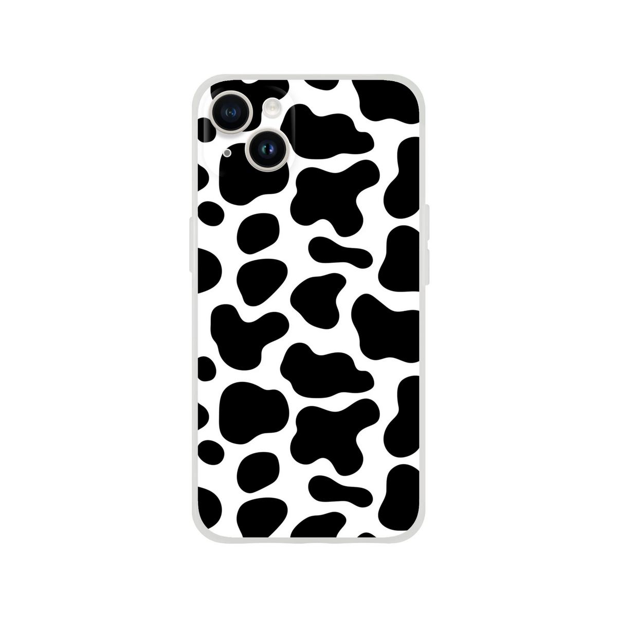 Black and white cow-print iPhone case for iPhone 13-16, cute Y2K animal design.