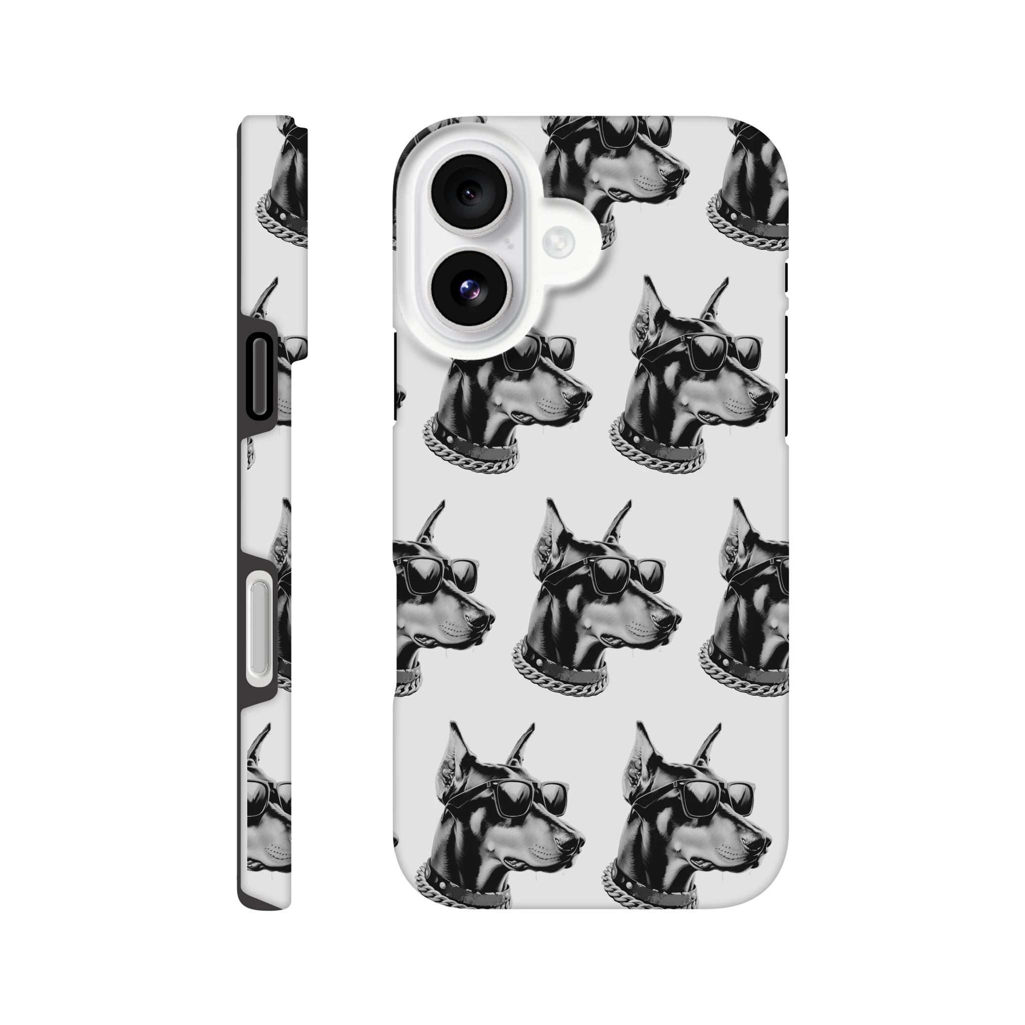Gangster dog wraparound print tough phone case for iPhone 16 15 14 13 dual-layer protection