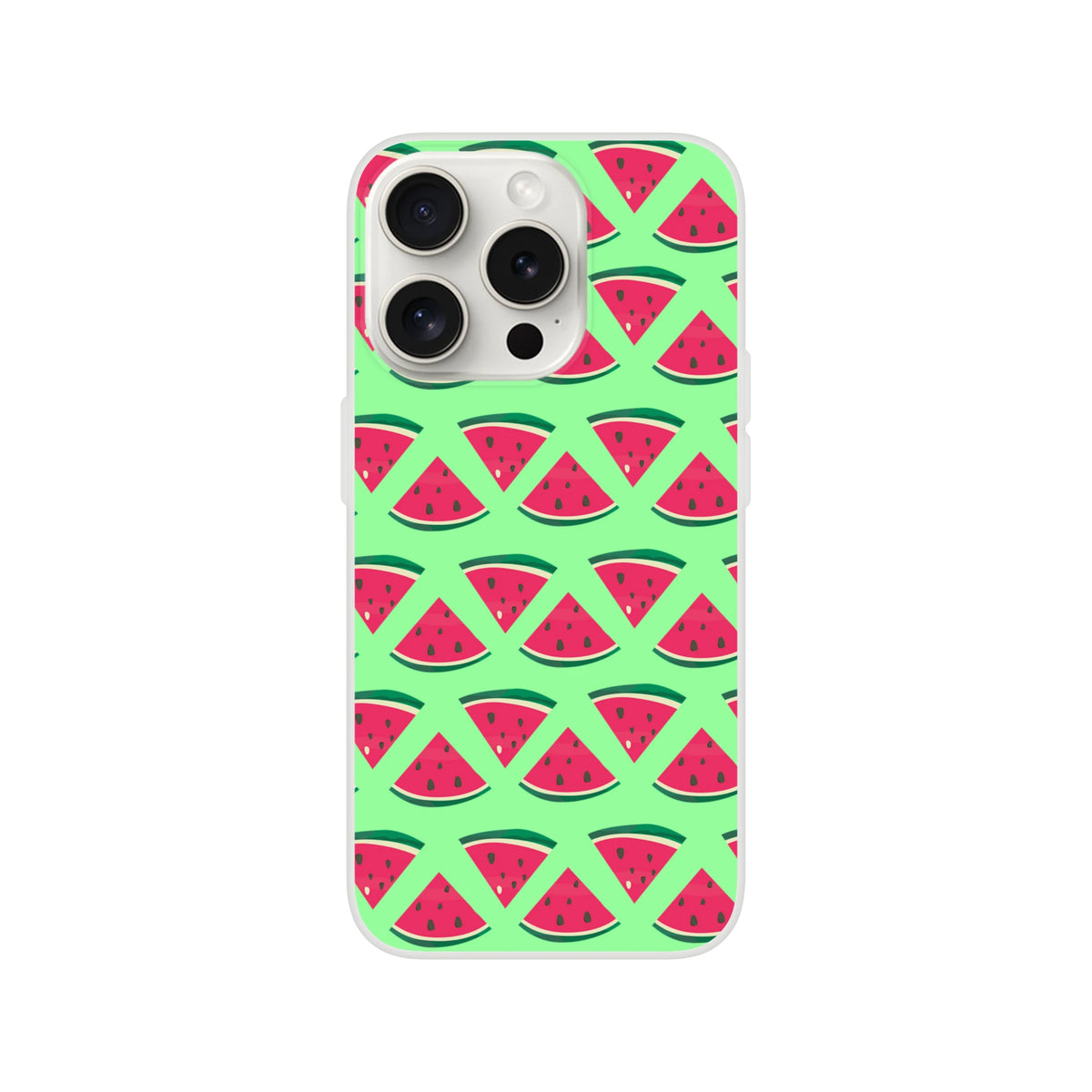 Cute watermelon pattern iPhone case with slim matte finish and shock-absorbing TPU for summer protection.