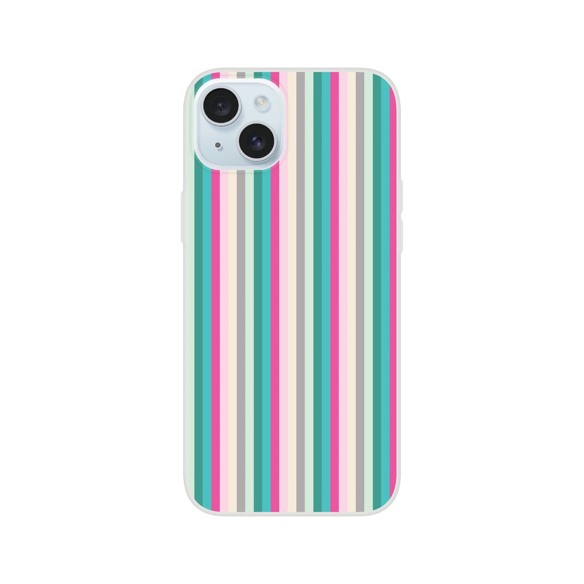 Pastel Stripe iPhone Case 13-16 with colorful vertical stripes.