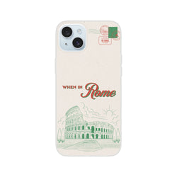 Vintage Postcard iPhone Case (13-16) Rome Holiday with slim matte finish and TPU protection, retro postcard artwork.