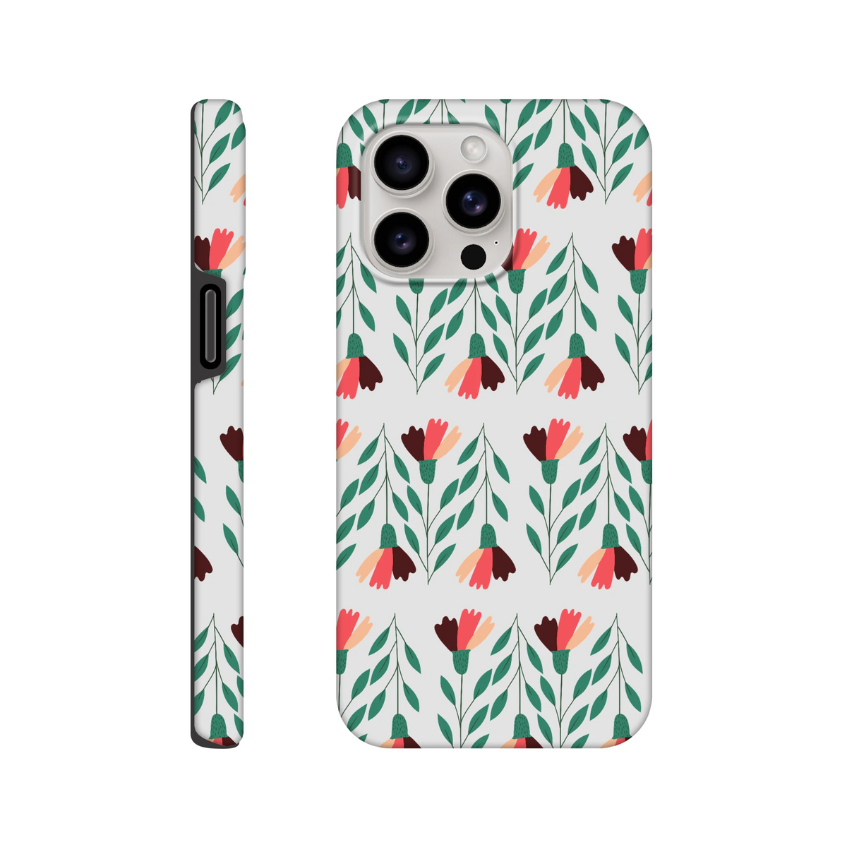 Floral wraparound print dual-layer protective case with glossy finish for iPhone 16-13