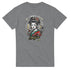 Geisha girl Japanese graphic tee for men with geisha portrait in a circular floral backdrop