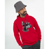 Red Gangster Dog Jumper hoodie with dog graphic wearing sunglasses and a chain necklace.