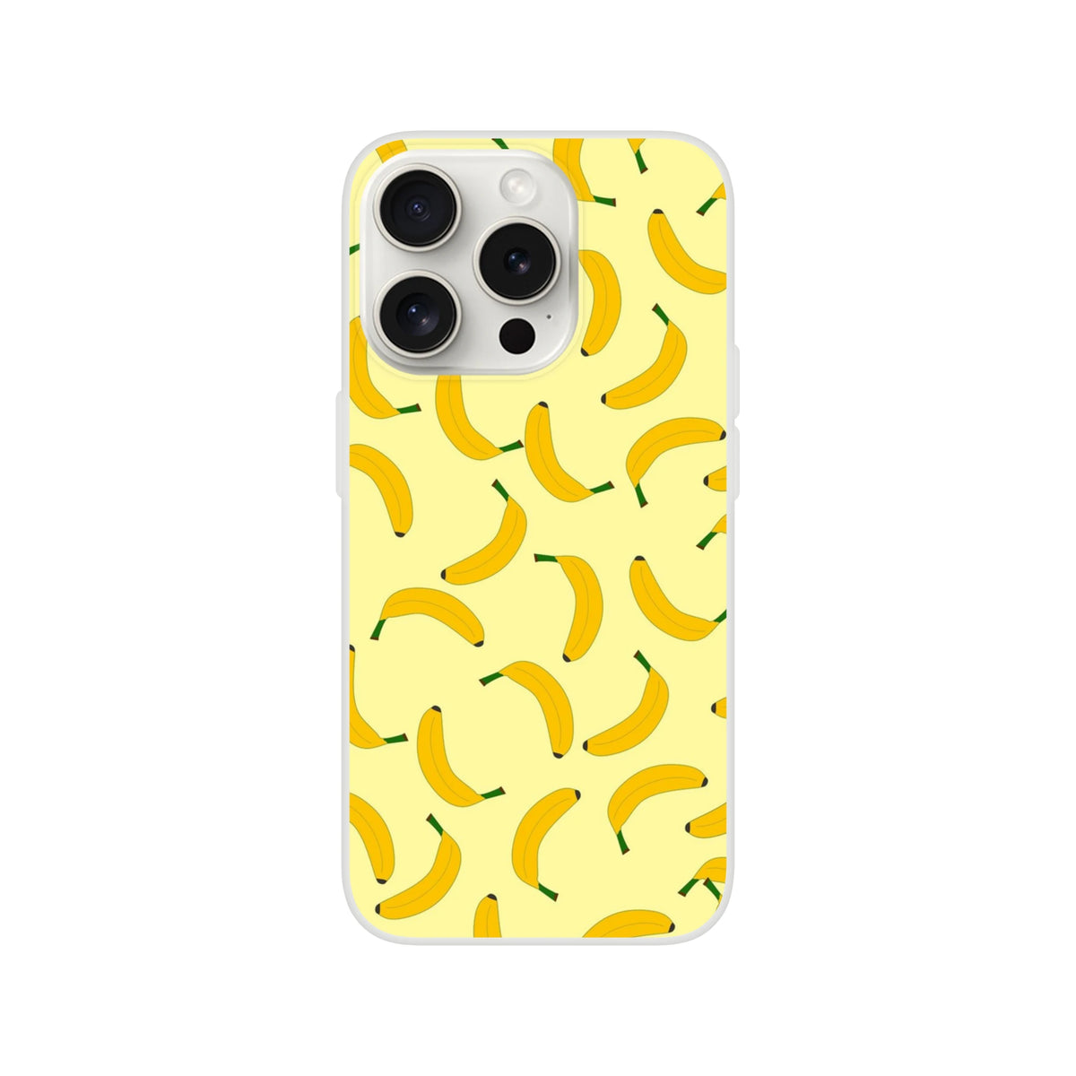 Cute banana-pattern iPhone Case (13-16) in yellow with a slim, protective shell
