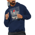 Car Jumper JDM Hoodie in navy with cityscape car graphic; soft cotton-poly blend, front pouch pocket.