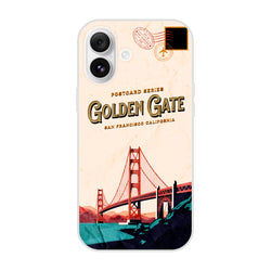 Vintage Postcard iPhone Case (13-16) USA Holiday Phone Cover with Golden Gate Bridge and San Francisco stamps.